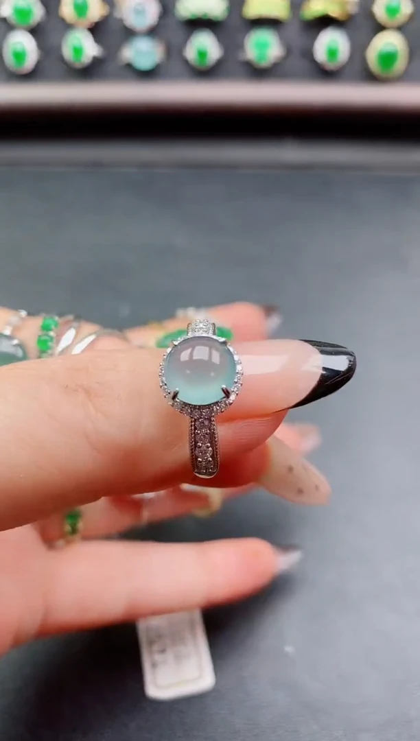 银S925镶嵌戒指翡翠1