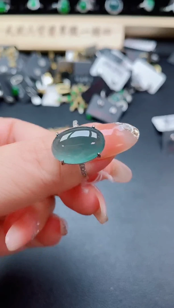 银S925镶嵌戒指翡翠1