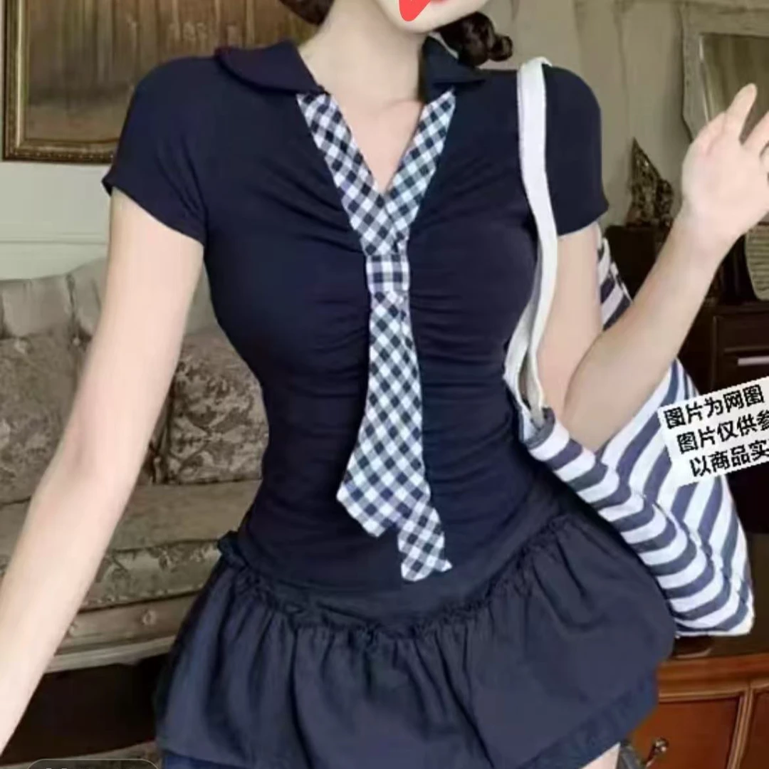 大码辣妹赫本风半袖上衣22676裙子522676两件套