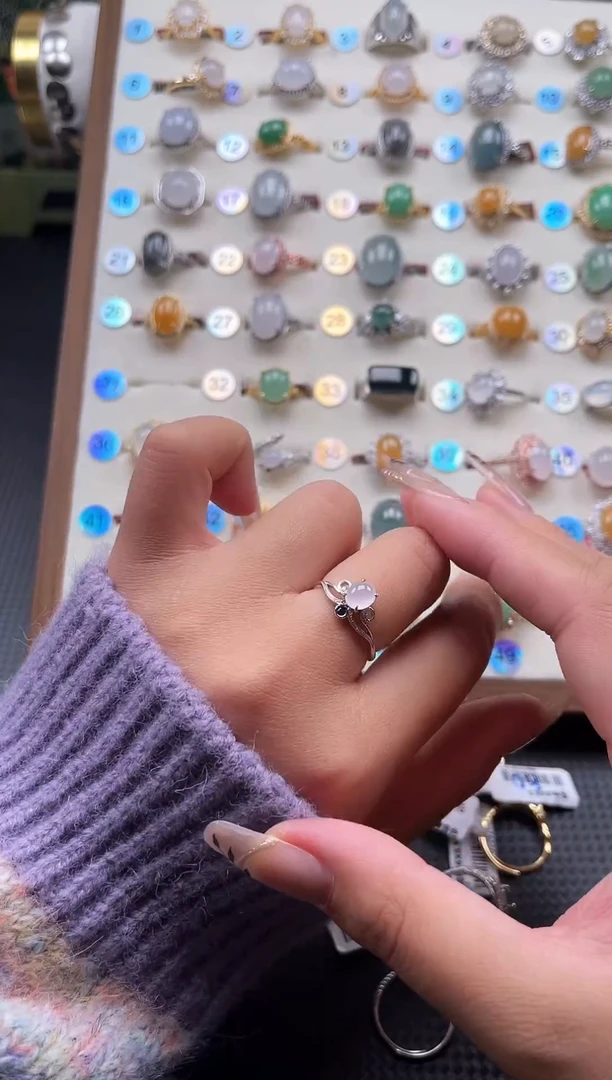 【闪购商品】翡翠戒指银S925镶嵌天然A货翡翠戒指