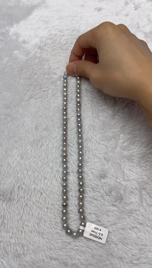海水珍珠银S925镶嵌项链AK真多麻6.5-7mm