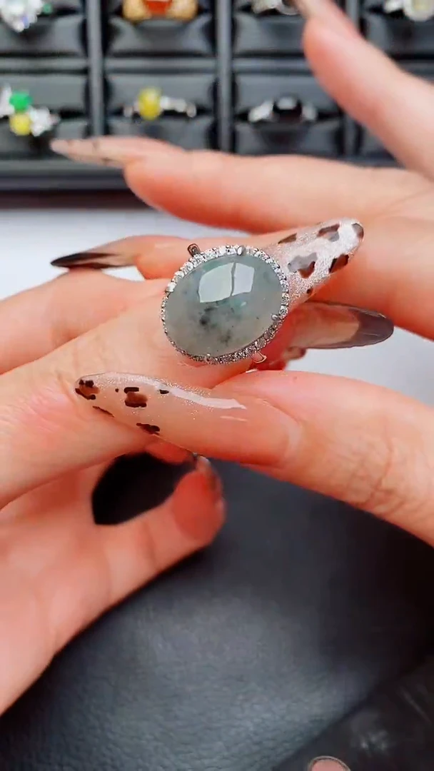 银S925镶嵌戒指翡翠...