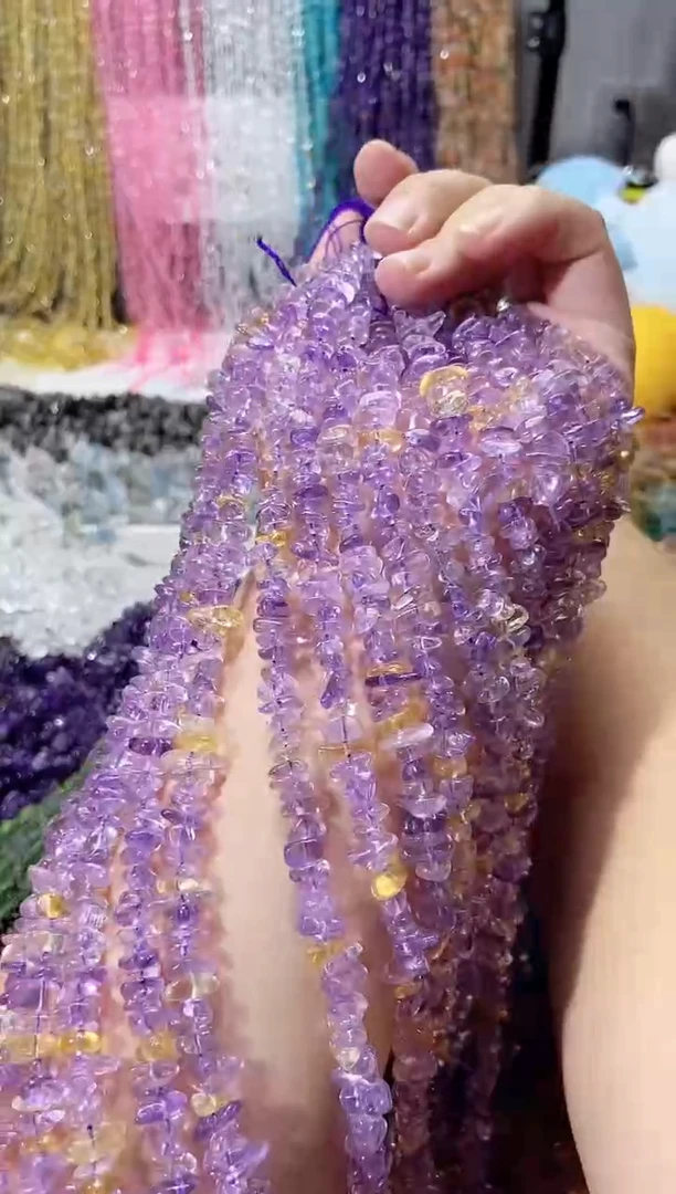 未镶嵌珠宝半成品水晶aaa紫黄晶