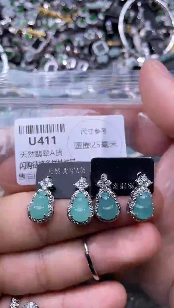 【闪购商品】翡翠颈饰未镶嵌U411耳钉 多样性发其一