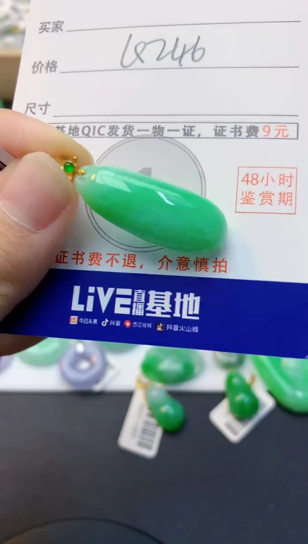 颈饰18K金镶嵌翡翠天然缅甸A货翡翠百元以上9元证书费自理