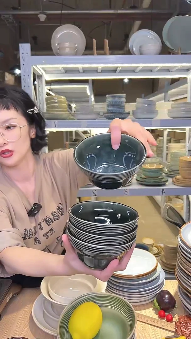 瓷68外贸尾货高温釉下彩陶瓷餐具默认微瑕