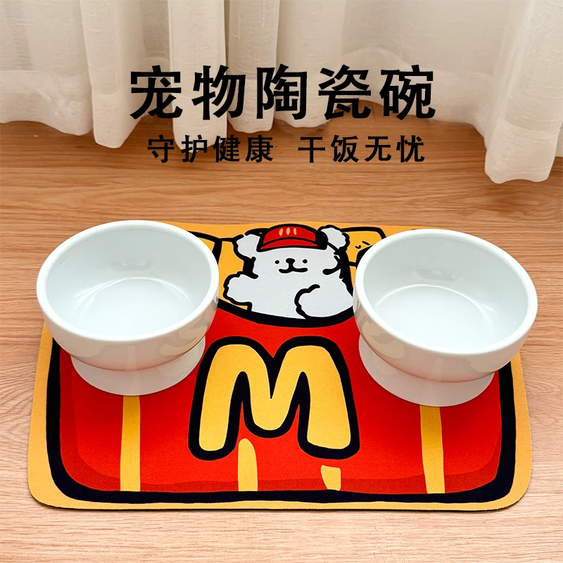 【捡漏超值】猫碗陶瓷碗高脚猫咪专用猫粮碗饮水碗大号设计防黑下巴