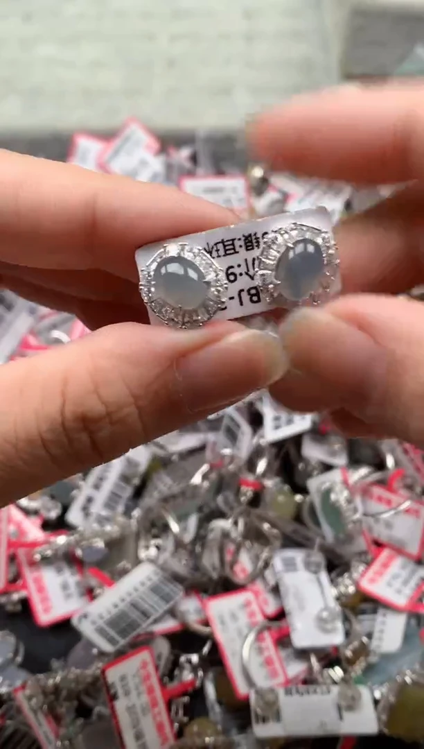 银S925镶嵌戒指翡翠天然A货缅甸翡翠