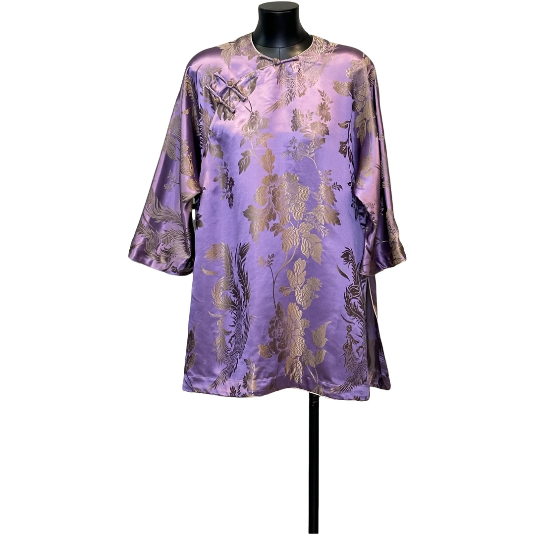 「利琪高订」奥黛国风新中式气质轻奢百搭老缎衬衫上衣A6540