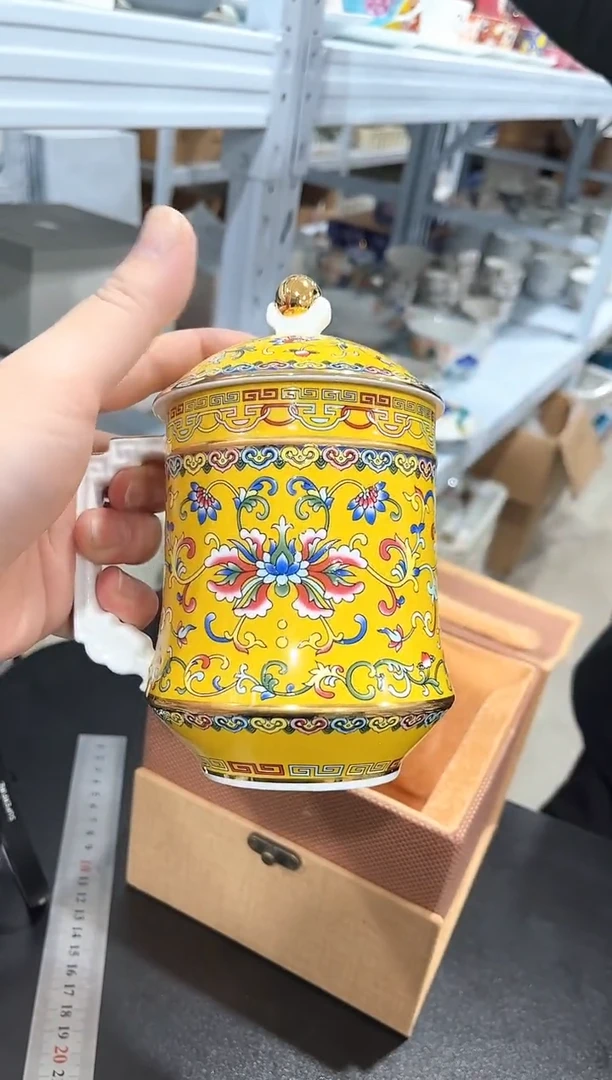 杯子陶陶瓷（简装）珐琅盖杯一个