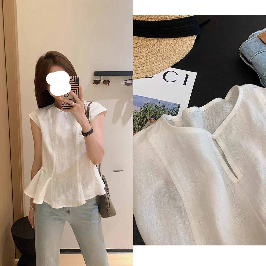 时尚流行风百搭潮流休闲懒鱼尾小衫收腰显瘦衫夏季透气薄款衬衣