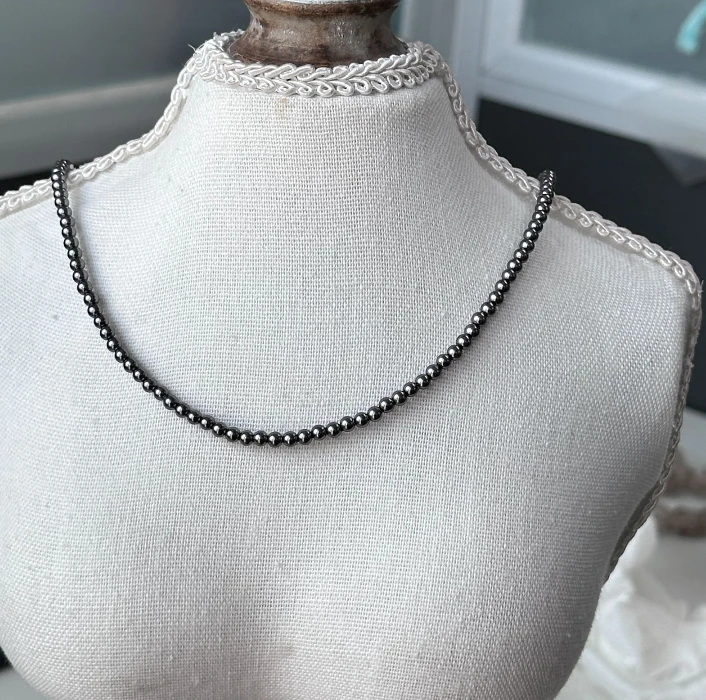 铜合金项链 毒饰高定   轻奢灰色3厘小圆珠珠项链YQ7009