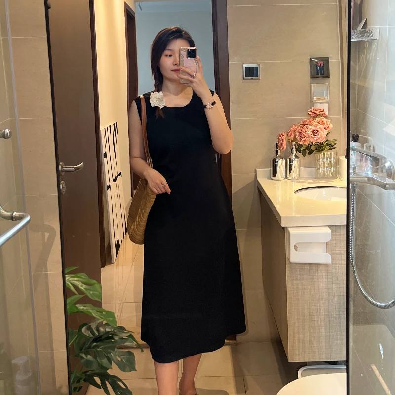 【苹果现货清清】夏季新款赫本风无袖捏褶连衣裙 TGW41123