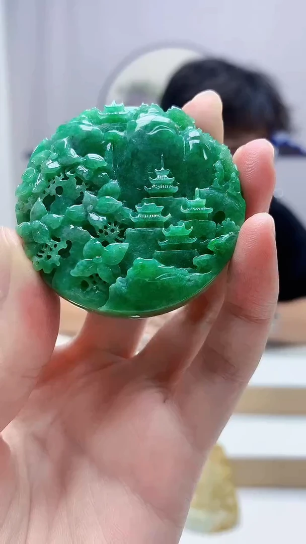 未镶嵌定制翡翠4688zm-毛货挂件山水128