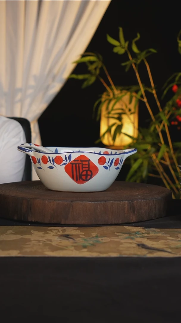 碗景德镇手工手绘高温釉下彩可进蒸箱烤箱微波炉洗碗机