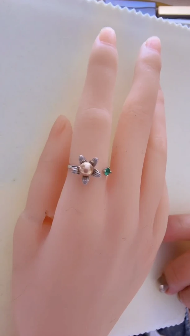 【闪购商品】淡水珍珠戒指未镶嵌keshi5mm+S925银戒指