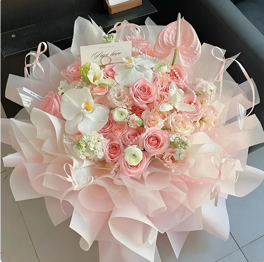 【浪漫邂逅】玫瑰蝴蝶兰花束鲜花速递同城送女友生日礼物全国配送