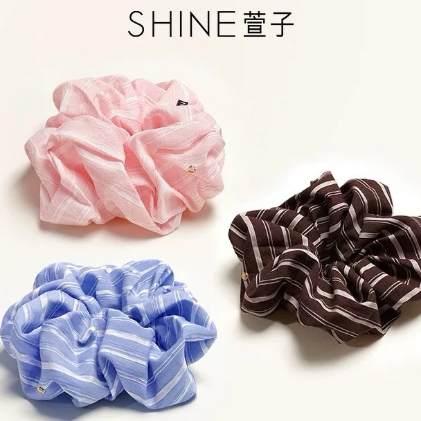 萱子饰品优雅气质条纹碎花发圈韩系慵懒感皮筋发绳春夏发饰
