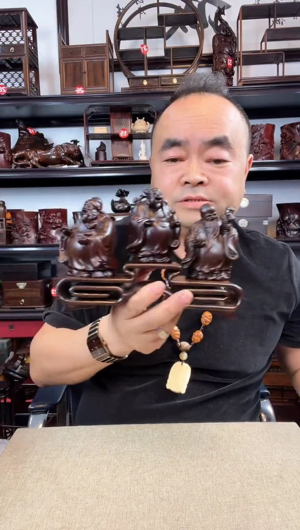 木老李红木工艺品福禄寿+3连