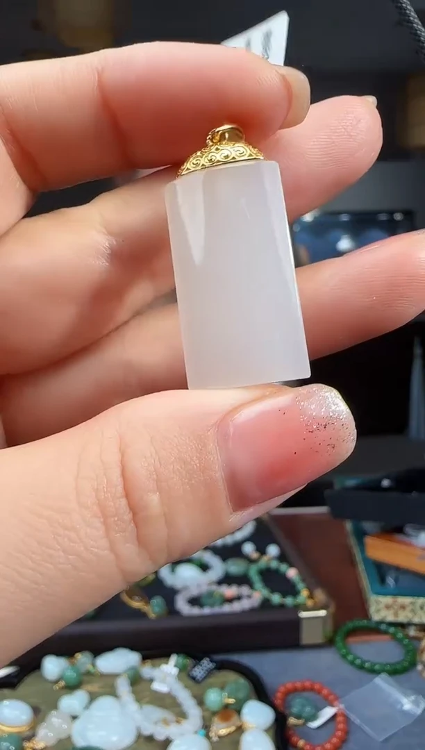 和田玉银S925镶嵌吊坠(不含链)1