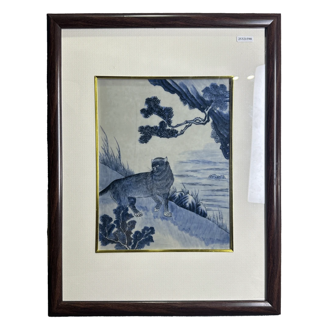 25321590t青花猛虎下山纹瓷板