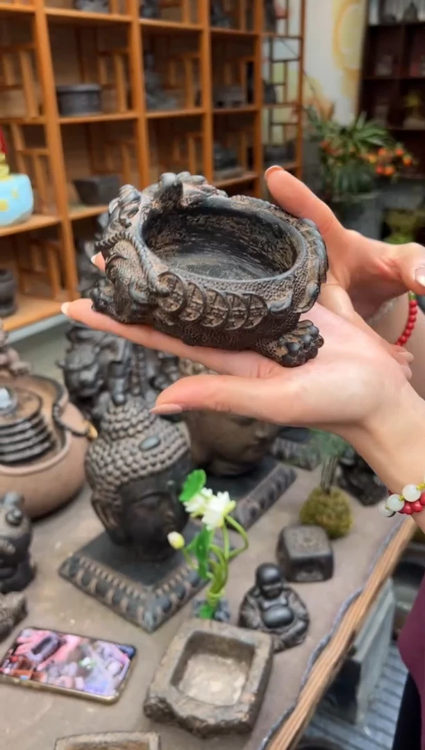 陶土【合成青石】金蟾盆