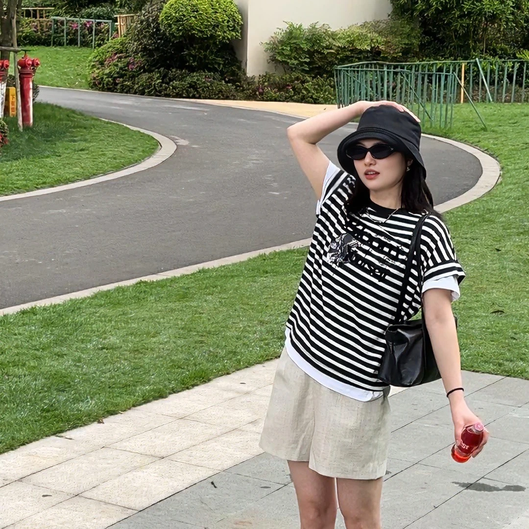 俪妍【LIVELY·YAN】25夏季新款T恤31504显瘦休闲百搭时尚洋气