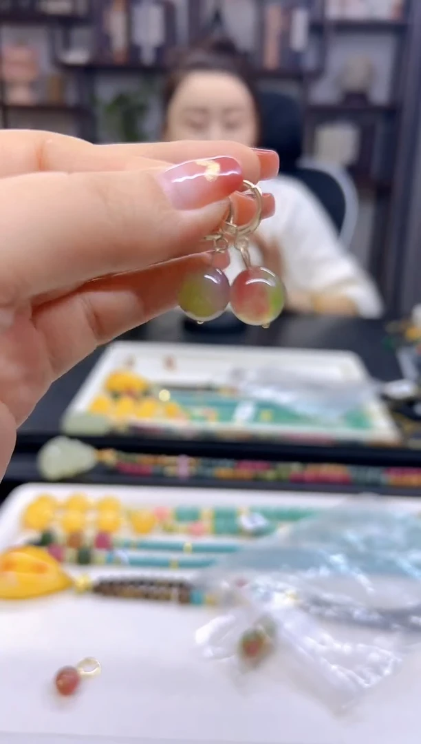 【闪购商品】西瓜碧玺耳饰14K金镶嵌E610