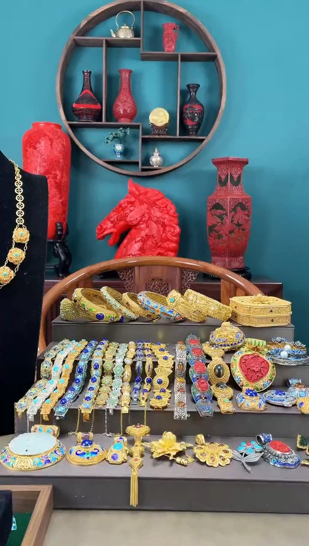 用****富非遗手工景泰蓝耳环