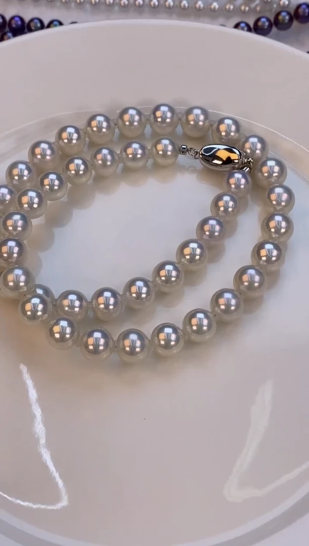 项链银S925镶嵌淡水珍珠9-10
