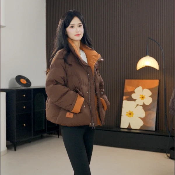 短款连帽常规款女士短外套翻领欧美风长袖厚款