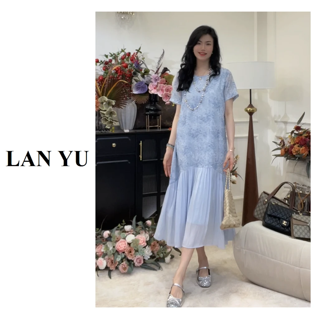 小个子/常规【梦里花】定制面料新中式提花气质欧若风短袖连衣裙女