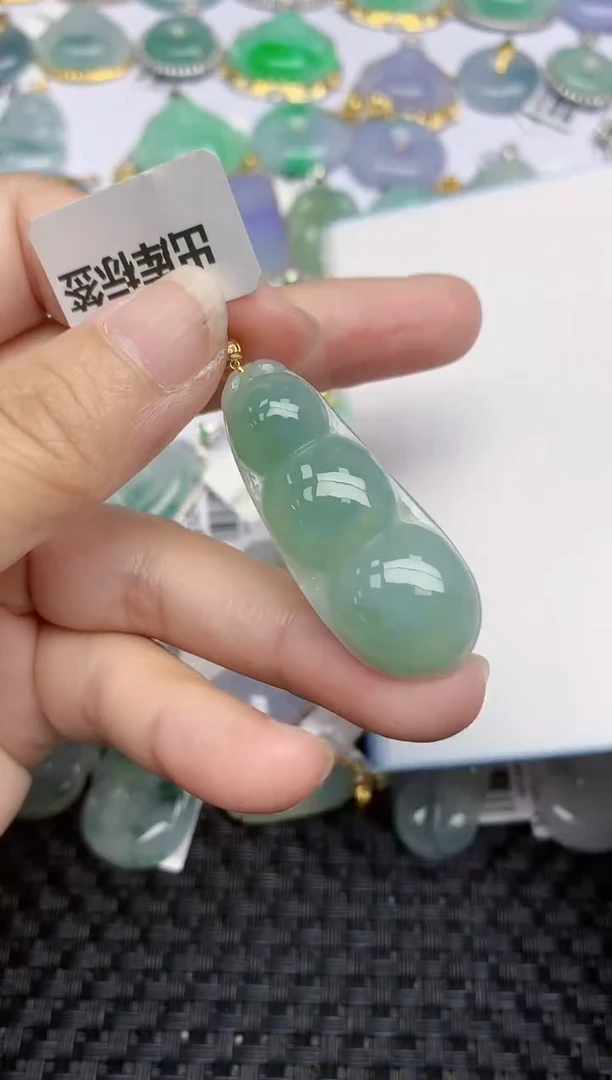 翡翠18K金镶嵌颈饰天然A货翡翠 154