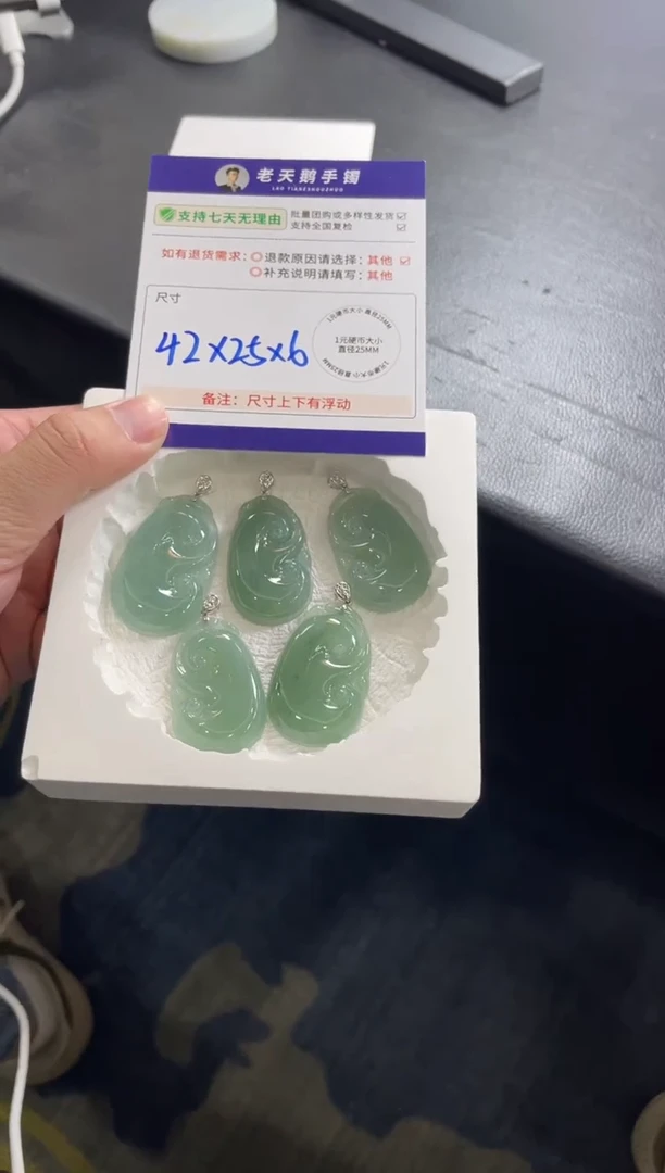 18K金镶嵌挂件翡翠如意F14配绳/多样性发其一ZBCP