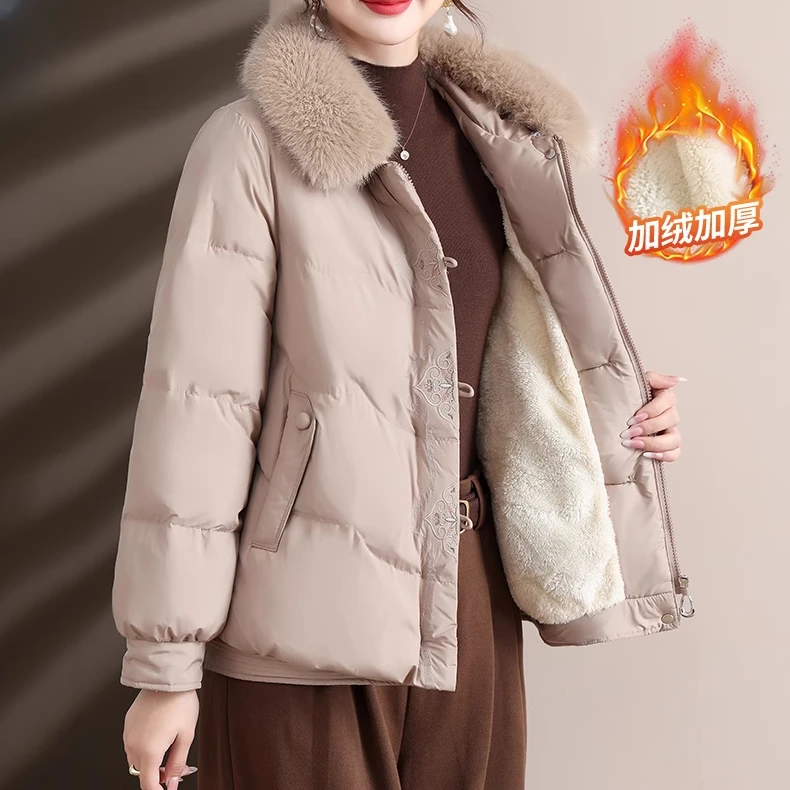 2025新款妈妈冬装加绒保暖棉服外套中老年女50岁加厚保暖棉衣棉袄