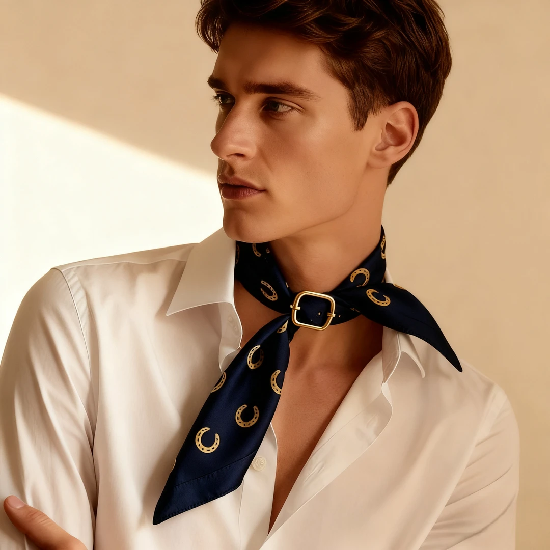 马蹄扣挂脖链款丝巾