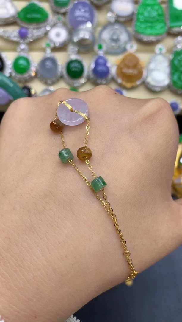 18K金镶嵌手链翡翠24-中国好珍宝