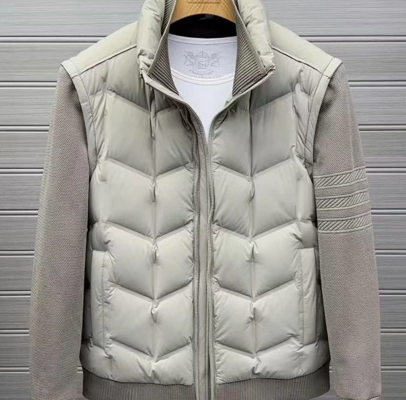 新款高品质男士立领可拆卸针织袖夹克外套