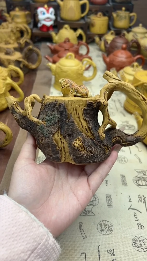 【闪购商品】紫砂茶壶浮雕树桩紫砂茶壶