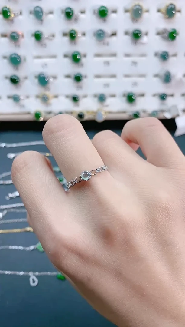 【闪购商品】翡翠戒指银S925镶嵌天然翡翠