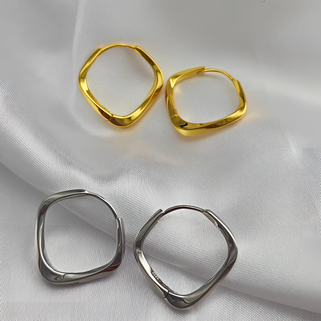 925银耳饰 S925纯银时尚轻奢百搭春夏季通勤小众气质菱形精致饰品