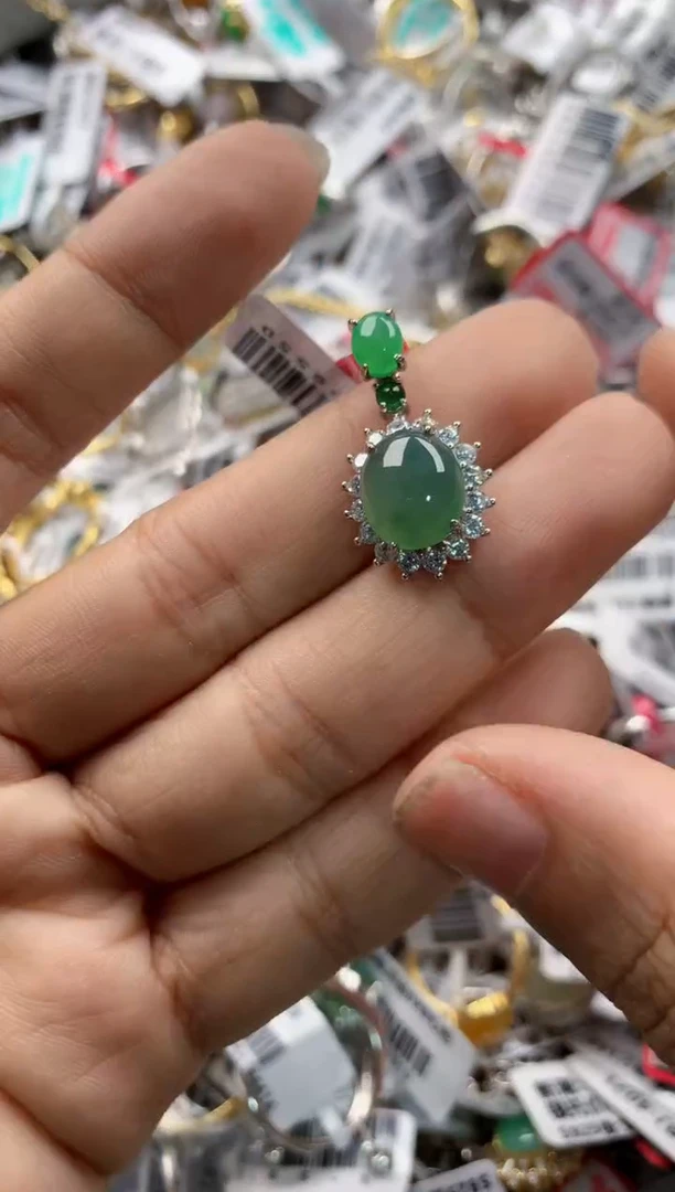 银S925镶嵌戒指翡翠12      3