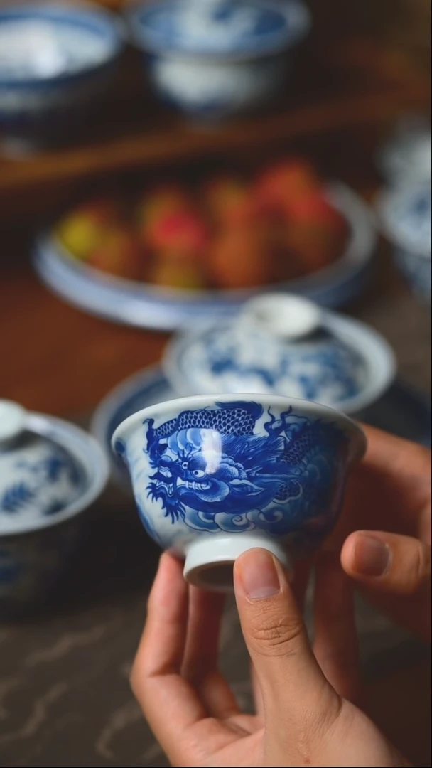 杯子青花云龙压手杯70cc