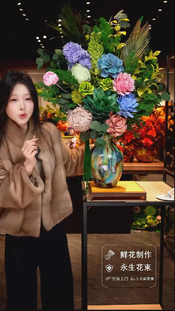 手工艺品琉璃手工花器花束空运包邮送货上门-以图片为准