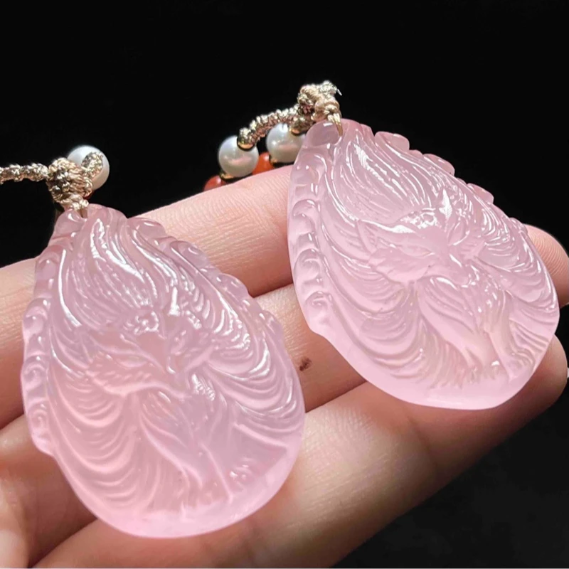 【小魏总珠宝】粉晶九尾狐吊坠（41×27×11mm）【多样性发一】