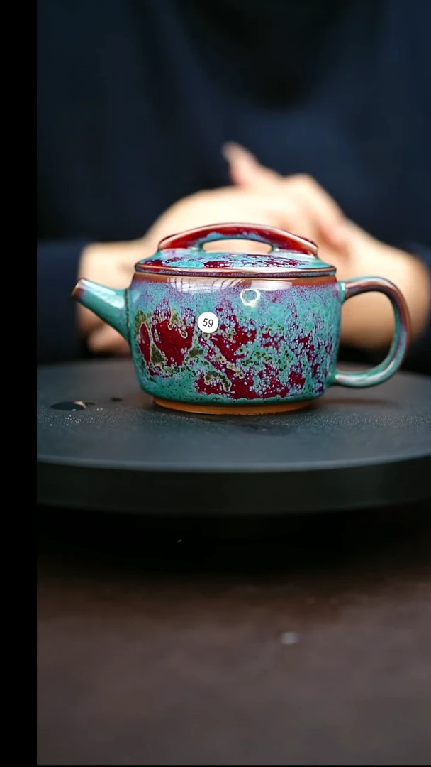 59#原矿钧瓷炉钧釉汉瓦壶