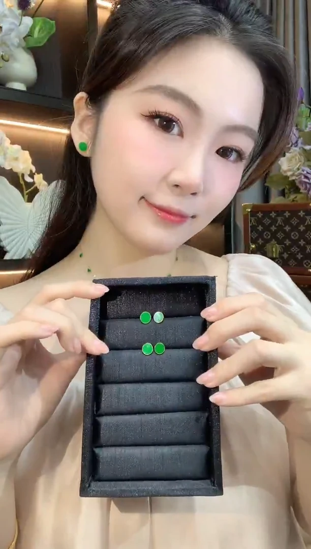 18K金镶嵌翡翠耳饰A3翡翠多样性发一件