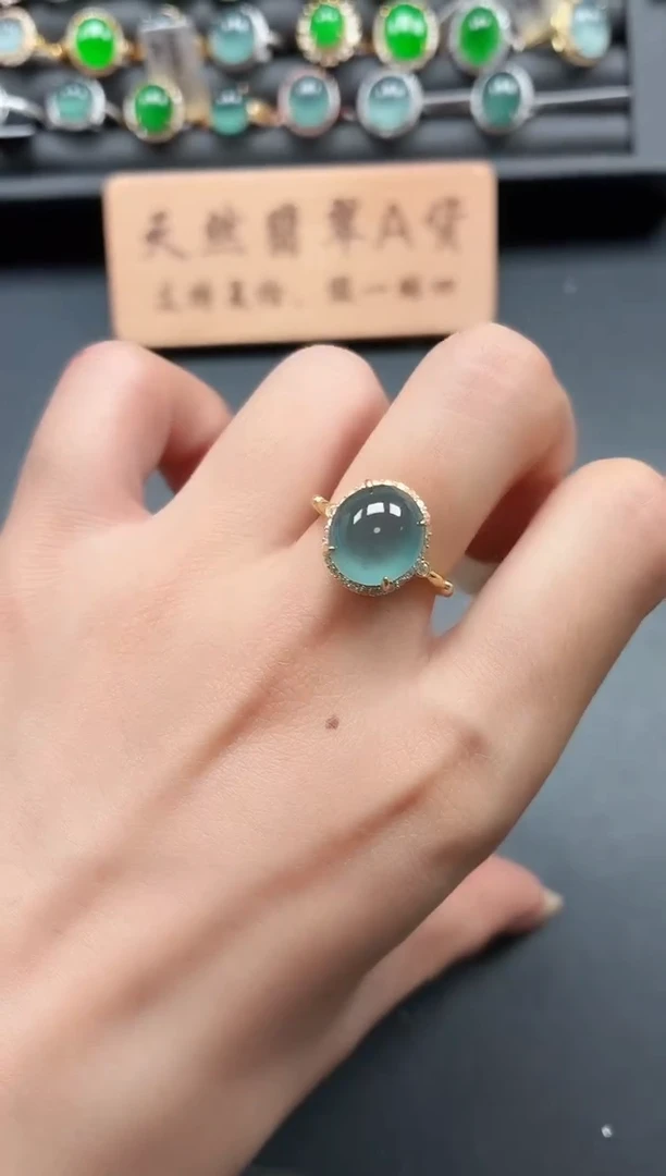 银S925镶嵌戒指翡翠11