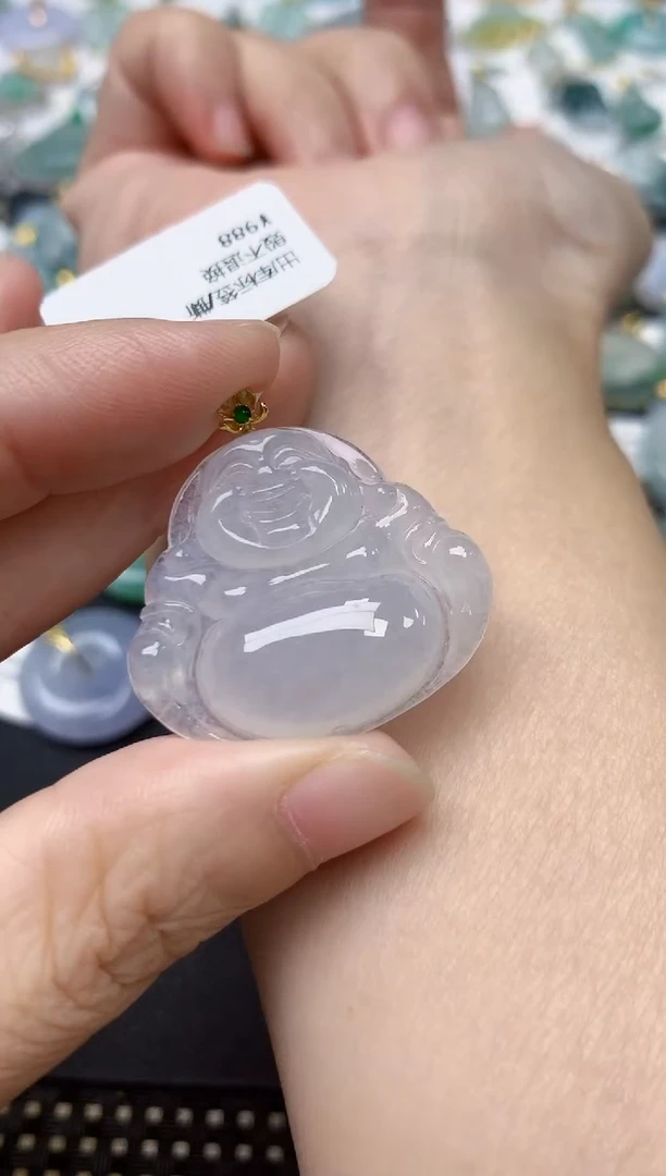 颈饰18K金镶嵌翡翠天然缅甸A货翡翠