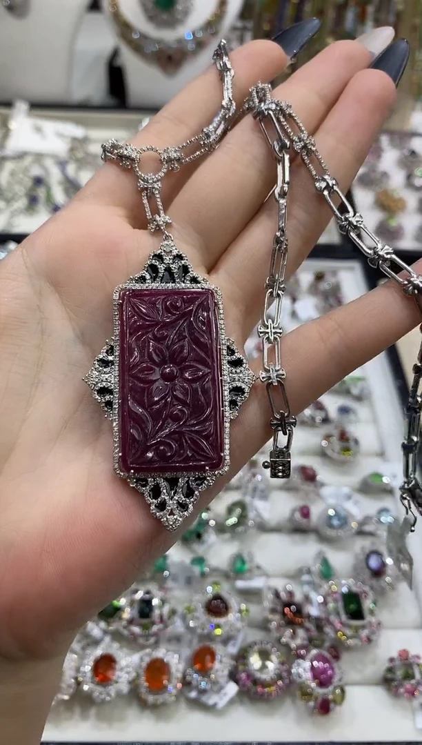 银S925镶嵌项链定制红宝石楚楚珠宝中古甄选不退换